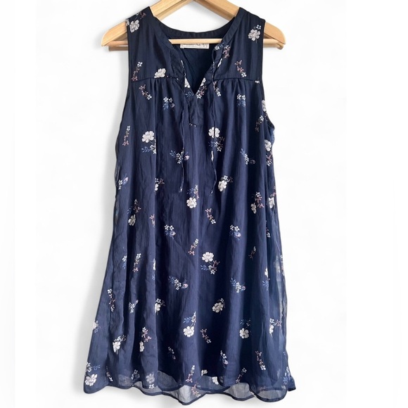 Abercrombie & Fitch Womens Floral Navy Sleeveless Boho Midi Dress Medium - Picture 1 of 12
